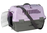 Zooexpress Переноска Турне L 54,5*36*34 см c прозрачной пластиковой дверцей (коврик+ремень) Фиолетовая