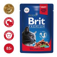 Brit Premium Cat Pouches Говядина и Горошек в соусе 85 g для кошек