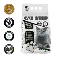 Cat Step комкующийся минеральный Compact White Carbon 5 л