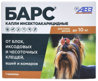 БАРС капли против блох и клещей для собак весом от 2 до 10 кг 1 пипетка*0,67мл