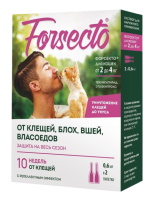 Капли Forsecto (Форсекто) от блох и клещей для кошек от 2 до 4 кг 0,6 мл 2 пипетки