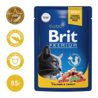 Brit Premium Cat Pouches Лосось и Форель в соусе 85 g для кошек