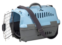 Zooexpress Переноска Турне S АВИА 42*29*29,5 см c металлической дверцей (коврик+ремень) Голубая