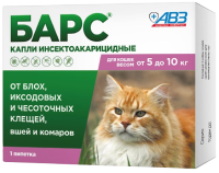 БАРС капли против блох и клещей от 5 до 10 кг 2 пипетки*0,5 мл