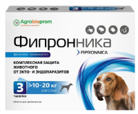 Pchelodar Фипронника таблетки от блох и клещей для собак весом от 10 до 20 кг 3 таблетки