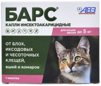 БАРС капли против блох и клещей до 5 кг 1 пипетка*0,5 мл