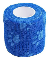 VETЗАБОТА Бинт ветеринарный самофиксирующийся 10 см х 4,5 м синий с лапками