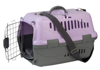 Zooexpress Переноска Турне М АВИА 48*32*32 см c металлической дверцей (коврик+ремень) Фиолетовая