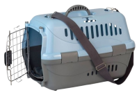 Zooexpress Переноска Турне М АВИА 48*32*32 см c металлической дверцей (коврик+ремень) Голубая