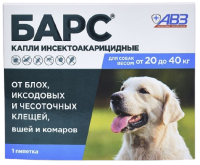 БАРС капли против блох и клещей для собак весом от 20 до 40 кг 1 пипетка*2,68мл