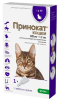 Принокат 80 мг+8 мг капли на холку для кошек более 4 кг 1 пипетка 0,8 мл