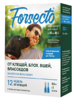 Капли Forsecto (Форсекто) от блох и клещей для собак от 30 до 40 кг 4 мл 2 пипетки