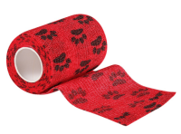 VETЗАБОТА Бинт ветеринарный самофиксирующийся 10 см х 4,5 м красный с лапками