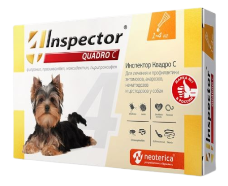 Инспектор Квадро С (Inspector Quadro С) капли для собак 1-4 кг 1 пипетка