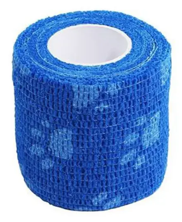 VETЗАБОТА Бинт ветеринарный самофиксирующийся 10 см х 4,5 м синий с лапками