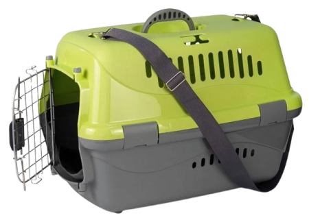 Zooexpress Переноска Турне L АВИА 54,5*36*34 см c металлической дверцей (коврик+ремень) Зеленая