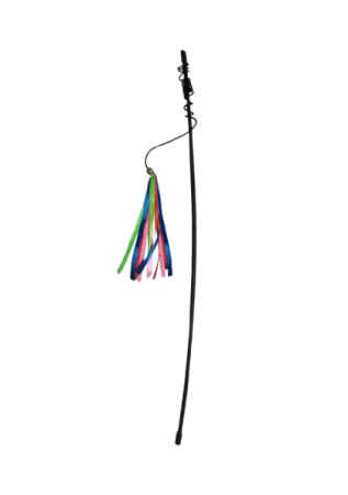 Zooexpress Игрушка для кошек Удочка пластиковая с лентами и бубенчиком 50 см