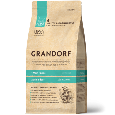 Grandorf Cat 4 Meat Probiotics Adult Indoor 400 g