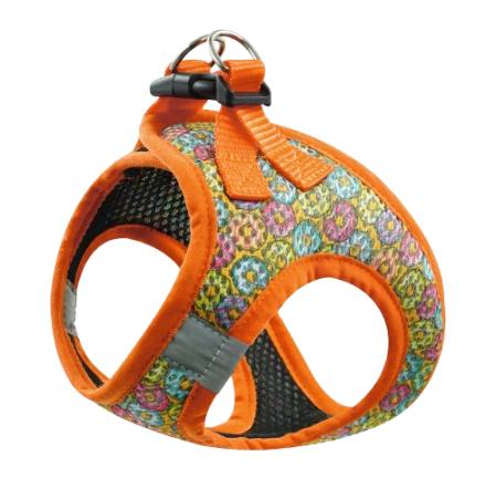 Zooexpress Шлейка-жилет ART LINE S (37-40 см) капрон сетка с принтом пончики