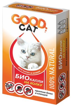 Good Cat Антипаразитарные Био капли от блох и клещей 3 пипетки по 1 мл
