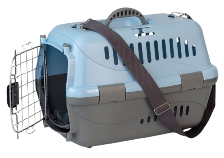 Zooexpress Переноска Турне М АВИА 48*32*32 см c металлической дверцей (коврик+ремень) Голубая