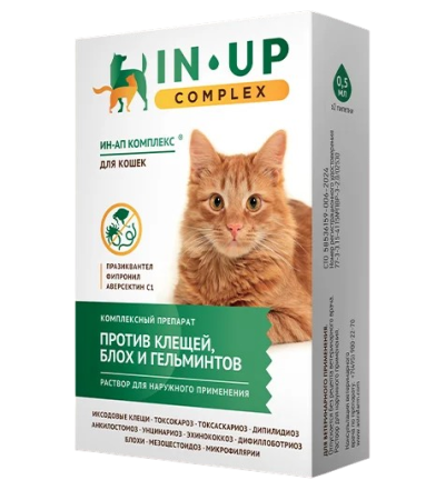 Капли IN-UP (ИН-АП) complex для кошек 0,5 мл 2 пипетки