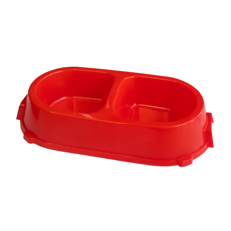 Favorite миска пластиковая двойная нескользящая 0,45 л красная