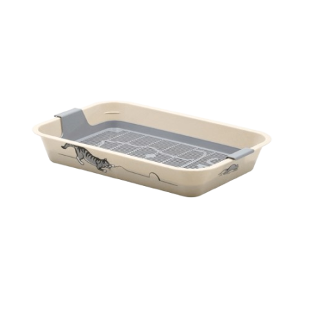 Zooexpress Туалет лоток с сеткой КИС большой с рисунком Бежевый