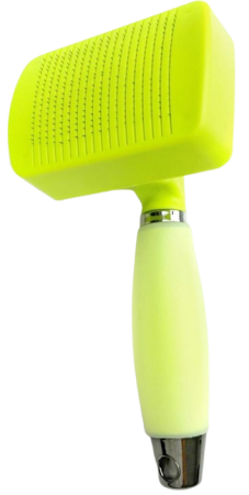 Pet Star расческа-триммер S с кнопкой самоочистки силиконовая ручка зелёная 9*18 см
