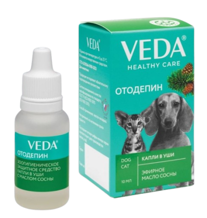 Отодепин капли в уши с маслом сосны для собак и кошек 10 мл