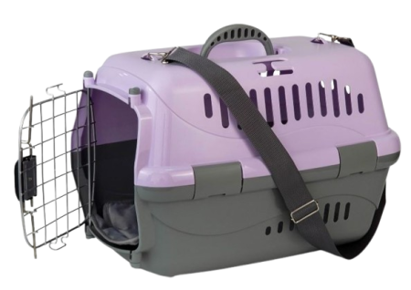 Zooexpress Переноска Турне М АВИА 48*32*32 см c металлической дверцей (коврик+ремень) Фиолетовая