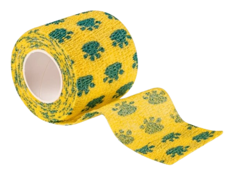 VETЗАБОТА Бинт ветеринарный самофиксирующийся 10 см х 4,5 м желтый с лапками