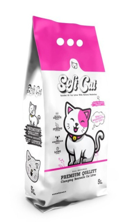 Soft Cat Наполнитель комкующийся бентонитовый с ароматом Детской присыпки 5 л