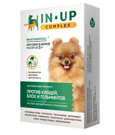 Капли IN-UP (ИН-АП) complex для щенков и собак весом до 5 кг 0,5 мл 1 пипетка