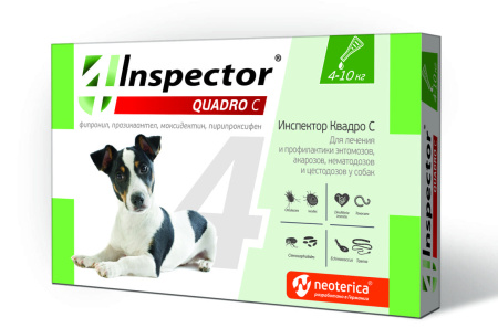 Инспектор Квадро С (Inspector Quadro С) капли для собак 4-10 кг 3 пипетки